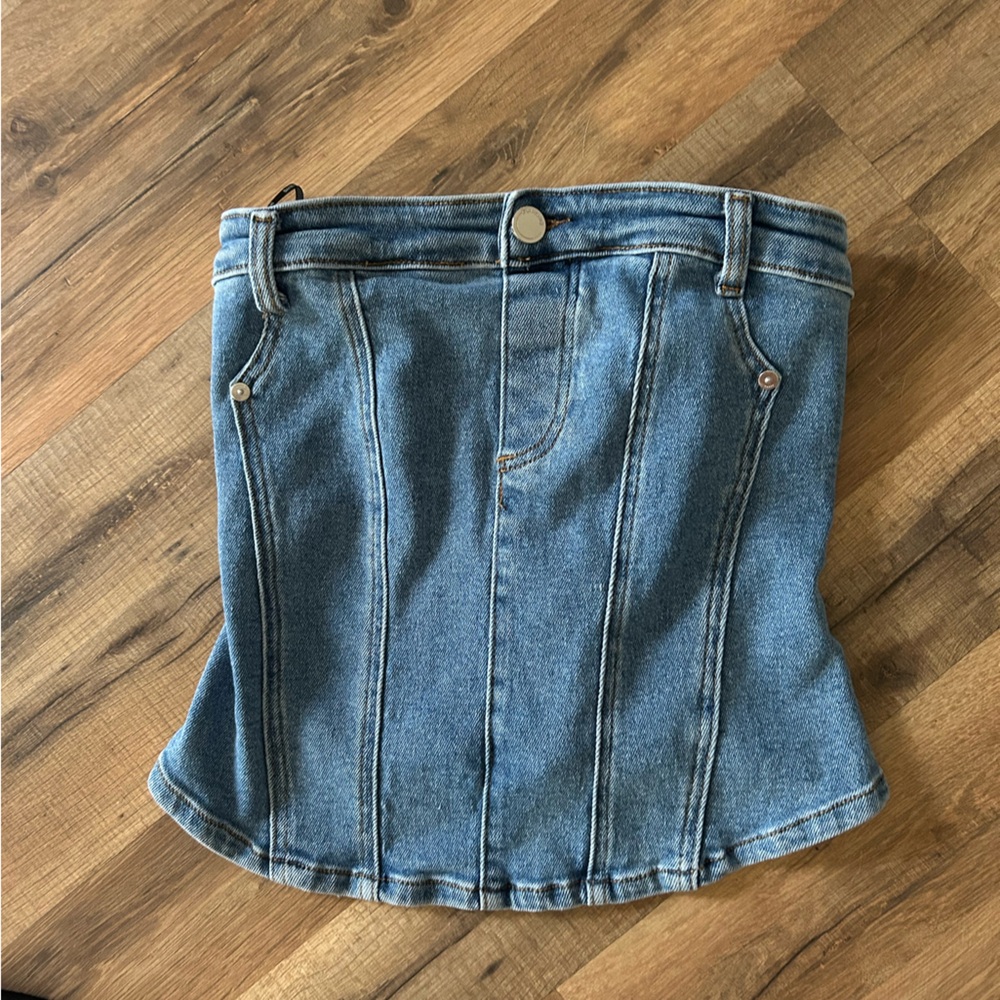 NEW Blank NYC Own It Bustier Corset Top Denim Jean Women’s S